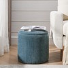 VYNXARIA 2-Piece Set Round Chenille Storage Ottoman,Equipped with a Drum Shaped Small Stool,Storage Space,and MDF Made Desktop Panel - 3 of 4