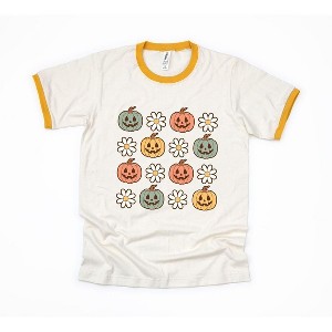 Simply Sage Market Women's Pumpkin Daisies Short Sleeve Ringer Tee - 1 of 3
