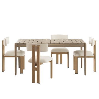 Christopher Knight Home Hazel 5 Pieces Wood and Metal Dining Set, White/Walnut