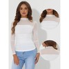 INSPIRE CHIC Women's Solid Mock Neck Mesh Sheer Long Sleeve Ruched Blouses - 2 of 4