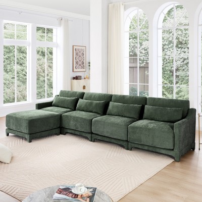 Christopher Knight Home Cara 142" Chenille Upholstered L-Shape Sectional Sofa