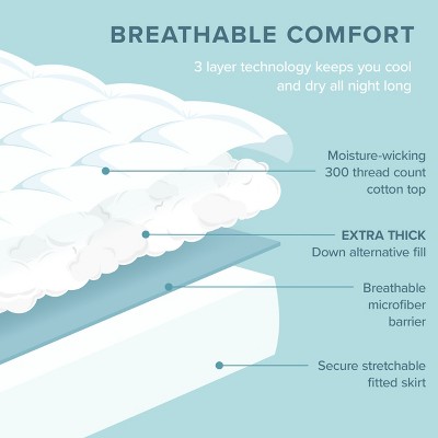 White Full XL Cotton Top Down Alternative Mattress Pad