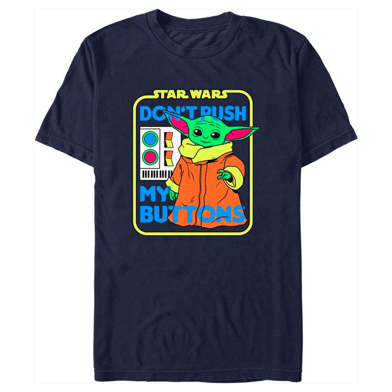 Men's Star Wars: The Mandalorian Grogu Retro Don't Push My Buttons T-Shirt, 1 of 6