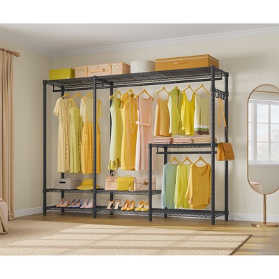 Black Metal Adjustable Large Wardrobe Closet with Shelves