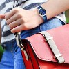 Peugeot Women's 36mm Blue Fluted Bezel Watch with Leather Strap - 3 of 4