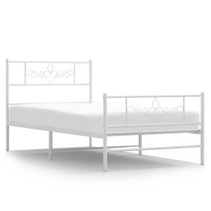 vidaXL 12" White Twin Metal Bed Frame with Headboard & Footboard No Mattress - 1 of 4