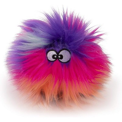 goDog Just for Me Furballz Squeaky Plush Ball Dog Toy, Chew Guard Technology - Cool  Rainbow, Mini