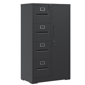 Kumasinova 30"W x 52"H Steel Storage Vertical Filing Cabinet with Lock,4-Drawer File Locker for Office,Home&School,A4/Legal/Letter Sized Drawers - 1 of 4
