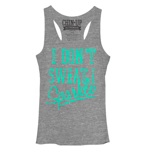 Women's CHIN UP Sparkle Racerback Tank Top - Gray Heather - Large