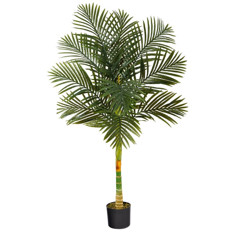Nearly Natural 5-ft Single Stalk Golden Cane Artificial Palm Tree, 1 of 5