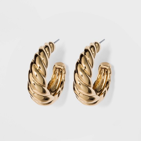 Thick Metal Hoop Earrings - A New Day™ Gold