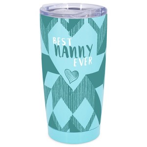 Elanze Designs 20 oz Stainless Steel On the Go Insulated Travel Tumbler With Push Top Lid, Best Nanny Ever Sky Blue - 1 of 4