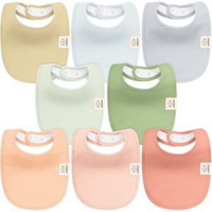 KeaBabies 8pk Organic Quin Baby Bibs for Drooling and Teething, Cotton Drool Bibs, Newborn Baby Boys, Baby Girls Bibs - 1 of 4