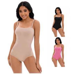 INSPIRE CHIC 3 Pcs Women's Cami Convertible Straps Slimming Waisted Button Bottom Butt Lifter Body Shapers - 1 of 4