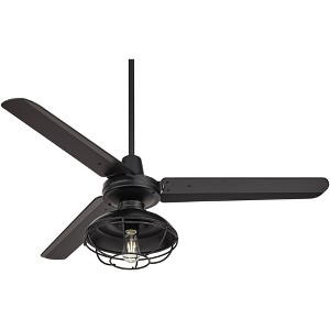 52" Casa Vieja Plaza Modern Indoor Outdoor Ceiling Fan with LED Light Remote Control Matte Black Cage Damp Rated for Patio Exterior House Home Porch - 1 of 4