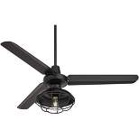 52" Casa Vieja Plaza Modern Indoor Outdoor Ceiling Fan with LED Light Remote Control Matte Black Cage Damp Rated for Patio Exterior House Home Porch