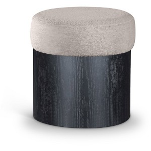 Meridian Furniture,Nimes Velour Fur Fabric Ottoman/Stool - 1 of 4
