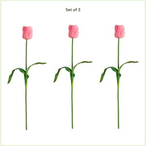 Nearly Natural 25-in Artificial Tulip Flower Stems, Set of 3, Pink - 1 of 2
