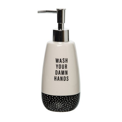 Totalee Gift Wash Your Damn Hands Soap Dispenser Ceramic White 12.5 oz