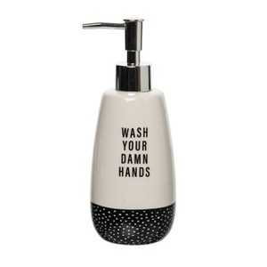 Totalee Gift Wash Your Damn Hands Soap Dispenser Ceramic White 12.5 oz - 1 of 2