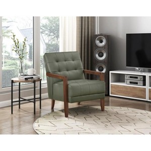 NicBex Leather  Accent Chair,Modern Arm Chairs with Solid Wood Arms and Legs for Bedroom,Reading Room - 1 of 4