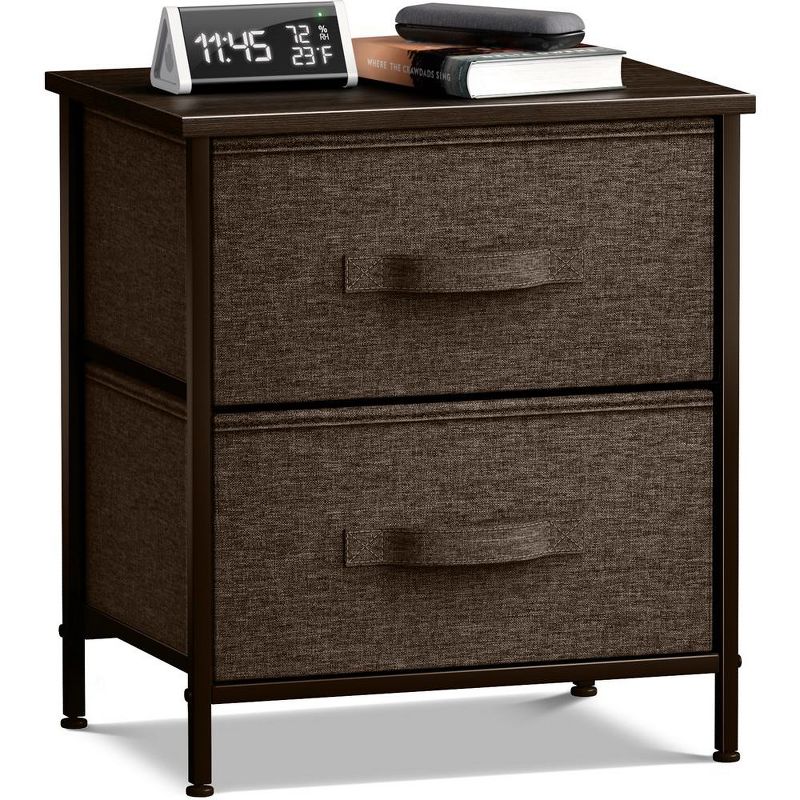 Sorbus Nightstand with 2 Drawers - Steel Frame, Wood Top & Easy Pull Fabric Bins - Great for Home, Bedroom, Office & College Dorm, 1 of 6