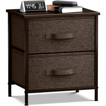 Sorbus Nightstand with 2 Drawers - Steel Frame, Wood Top & Easy Pull Fabric Bins - Great for Home, Bedroom, Office & College Dorm