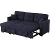 TIRAMISUBEST Modern L-Shaped Blue Velvet Sleeper Sofa with Reversible Chaise, Pull-Out Bed & Hidden Storage, Convertible Corner Sofa for Living Room - 3 of 4