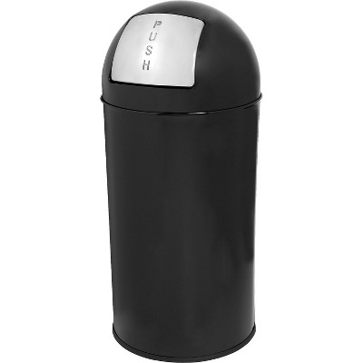 Black Galvanized Steel Push Pedal Office Trash Can