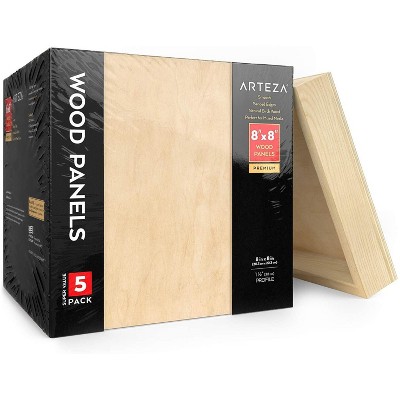 Arteza Wood Paint Pouring Art Panel Boards, 8"x8" - 5 Pack (ARTZ-8720)