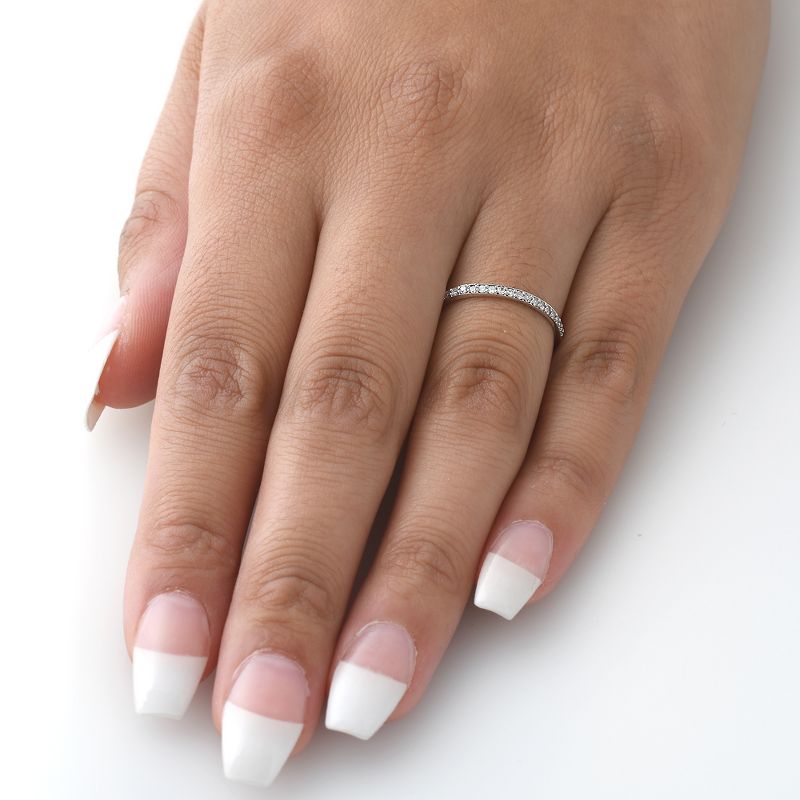Pompeii3 1/8ct Stackable Womens Diamond Wedding Ring 10k White Gold, 4 of 6