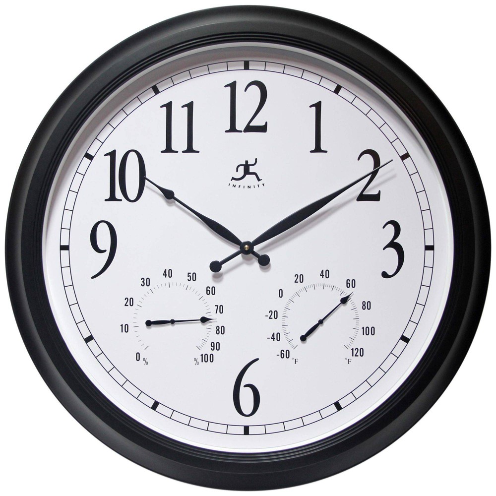 Photos - Wall Clock Infinity Instruments 24" Classic Outdoor  Black : Modern Analog,