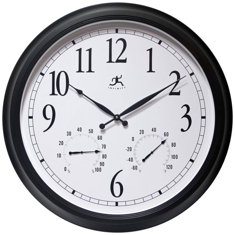 24&#34; Classic Outdoor Wall Clock Black - Infinity Instruments, 1 of 8