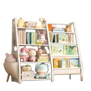 Vynxaria Bookshelf Series 24 in. Wide  3 / 4 Shelf Kids Bookcase with Side Pockets for Nurseries Playrooms and Classrooms - 1 of 4