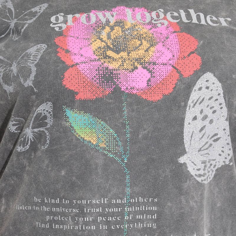 Women's Grow Together Butterfly Oversized Short Sleeve Graphic T-Shirt - Gray, 4 of 7