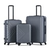 3 Piece Luggage Sets ABS Lightweight Suitcase with Two Hooks, Spinner Wheels, TSA Lock, (20/24/28) Blue - 2 of 4