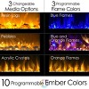 Wall-Mounted Electric Fireplace - 60-Inch Fireplace with 3-Color LED Flames, 10 Ember Options, Adjustable Brightness, and Remote by Northwest (Black) - image 3 of 4