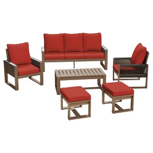 YARDSIGHT 4-Piece Outdoor Patio Furniture Set with 3-Seat Sofa, 2 Armchairs and Coffee Table, Weather-Resistant with Cushions - 1 of 4