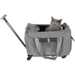 Cesicia Cat Dog Carrier with Wheels Airline Approved Rolling Pet Carrier with Telescopic Handle Shoulder Strap - 1 of 4