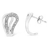 Haus of Brilliance Silver Pave-Set Diamond Accent Horseshoe Hoop Earring - 2 of 4