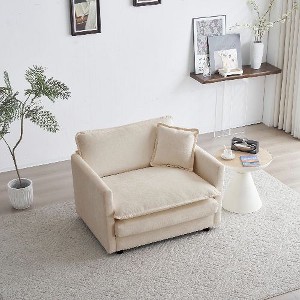 NicBex Modular Sofa Chair, Comfy Deep Single Sofa, Upholstered Sleeper Sofa with 1 Toss Pillow, Sectional Couch for Living Room, Reading Armchair - 1 of 4