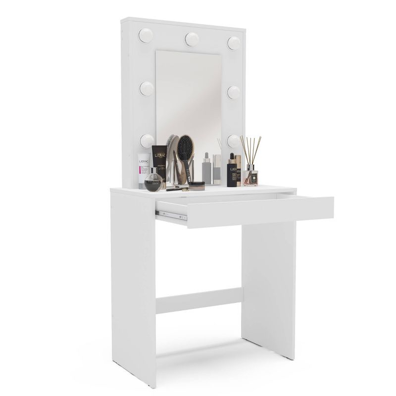 Emma Vanity Table with Lighted Mirror White - Polifurniture, 2 of 11