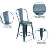 Flash Furniture Commercial Grade 24" High Distressed Metal Indoor-Outdoor Counter Height Stool with Back - 3 of 4