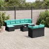 vidaXL 10 Piece Patio Sofa Set with Cushions Black Poly Rattan - 2 of 4