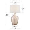 Possini Euro Design Ania 31" Tall Jar Large Modern Coastal End Table Lamp Clear Champagne Glass Single Off-White Shade Living Room Bedroom Bedside - 4 of 4