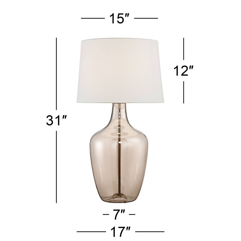 Possini Euro Design Ania 31" Tall Jar Large Modern Coastal End Table Lamp Clear Champagne Glass Single Off-White Shade Living Room Bedroom Bedside, 4 of 10