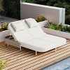 5-Position Adjustable Outdoor Daybed with Cushions and Pillows, PE Rattan Loveseat with Iron Frame for Patio or Poolside - Coolbibila - 2 of 4