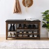 GlasFlength Shoe Racks 3 Tier Shoe Bench Entryway with Cushion Wood Bench with Shoe Storage for Entryway, Black, 39.5"*12"*22" - 2 of 4