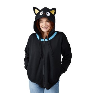 Chococat Cosplay Long Sleeve Women's Black Zip Hoodie - 1 of 4
