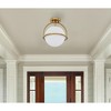 C Cattleya 1-Light Antique Brass Sphere Semi Flush Mount with Opal Glass Shade - 4 of 4